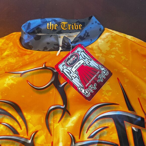 Primal Wear Mens Cycling Jersey The Tribe Design Yellow/Gray S Polyester Short S - Picture 2 of 11